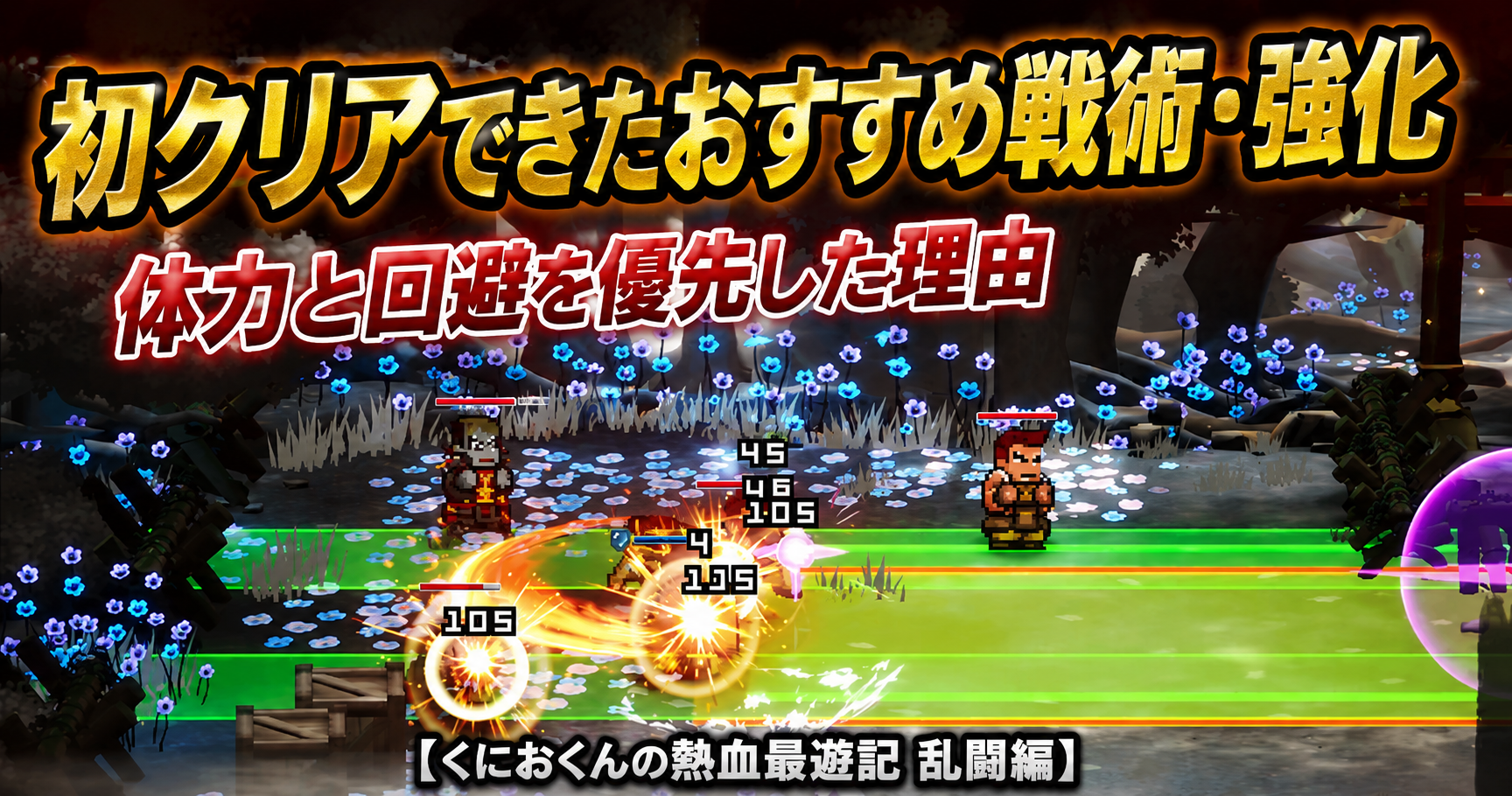 初クリアできたおすすめ戦術・強化|体力と回避を優先した理由【くにおくんの熱血最遊記 乱闘編】